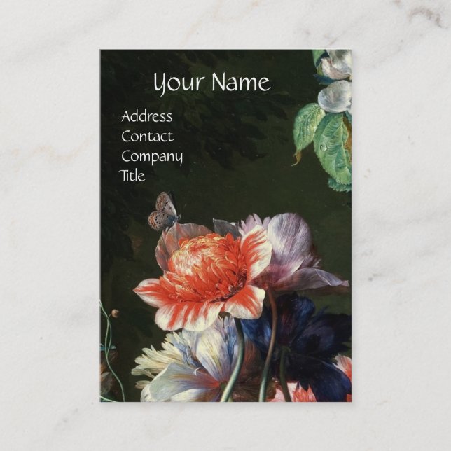 ROTE ANEMONEN, WEISSE BLUME, BAKERFLY-MONOGRAMM VISITENKARTE (Vorderseite)