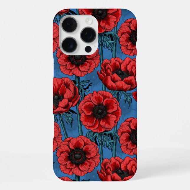 Rote Anemonengarten iPhone Hülle (Rückseite)