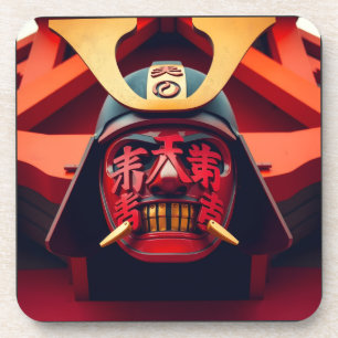 Rote Anime-Samurai-Maske Getränkeuntersetzer