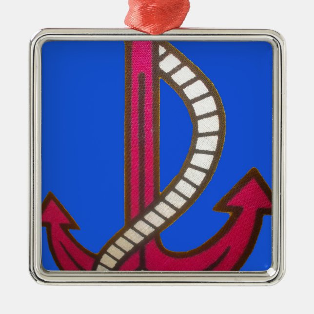 Rote Ankerkunst Print Ornament Aus Metall (Vorne)