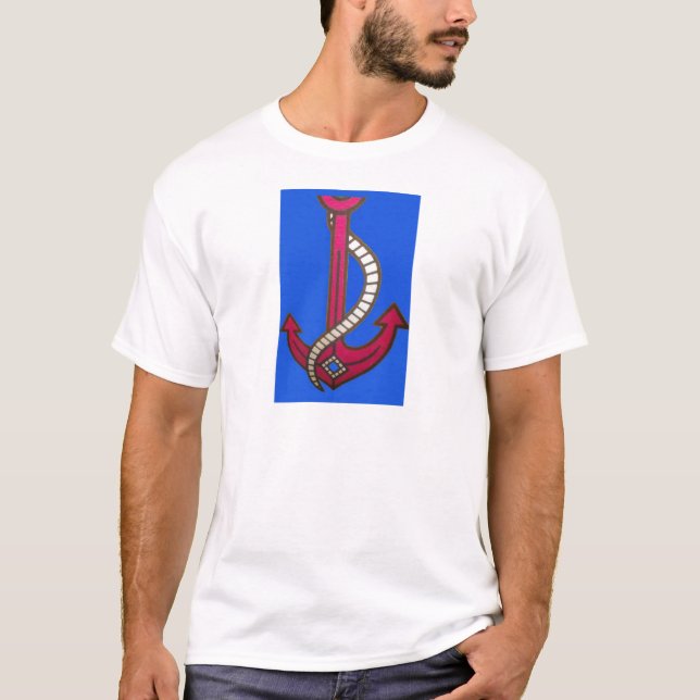 Rote Ankerkunst Print T-Shirt (Vorderseite)