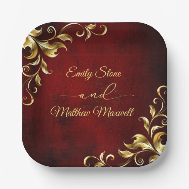 Rote antike Vintage Viktorianische klassische Hoch Pappteller (Vorderseite)