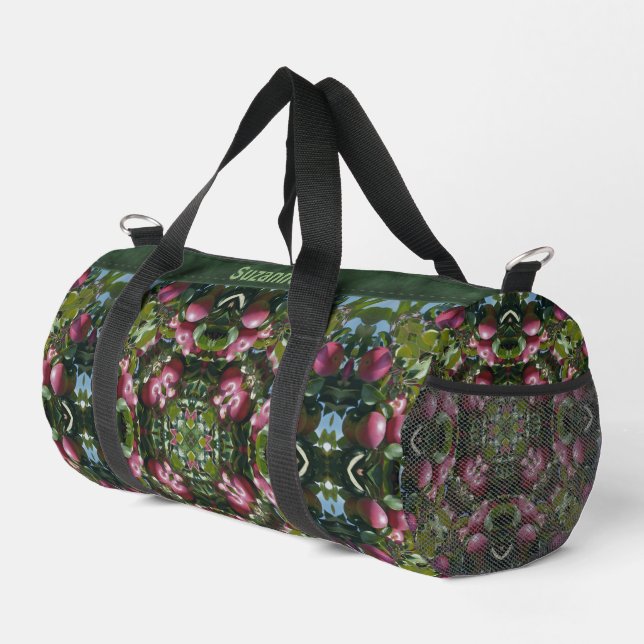 Rote Äpfel Abstraktes Muster Personalisiert Duffle Bag (Rechte Ecke)