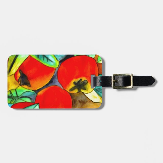 Rote Äpfel Aquarellmalerei Gepäckanhänger (Vorderseite horizontal)