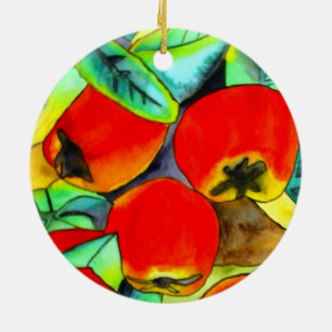 Rote Äpfel Aquarellmalerei Keramikornament