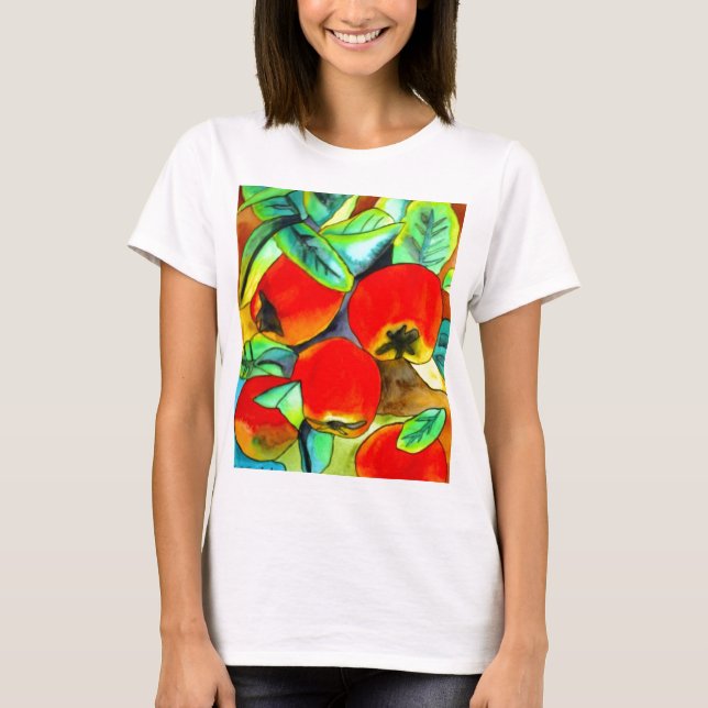 Rote Äpfel Aquarellmalerei T-Shirt (Vorderseite)