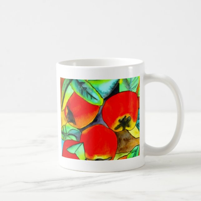 Rote Äpfel Aquarellmalerei Tasse (Rechts)