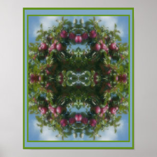 Rote Äpfel auf Baummalerei Abstrakt Poster