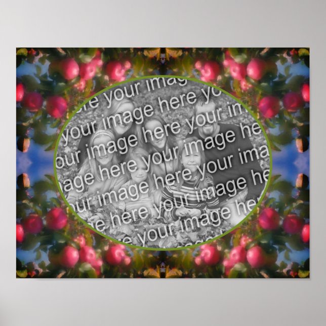 Rote Äpfel auf Baumrahmen hinzufügen Ihr Foto Poster (Vorne)