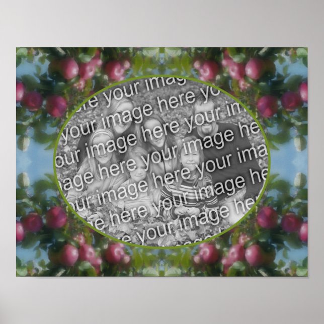 Rote Äpfel auf Baumrahmen hinzufügen Ihr Foto Poster (Vorne)