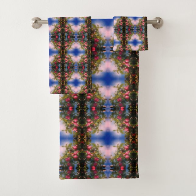 Rote Äpfel auf dem Foto von Bäumen Malerei Abstrak Badhandtuch Set (Insitu)