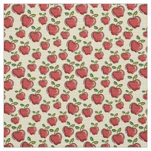 Rote Äpfel auf gelbem Hintergrund Design Art Stoff