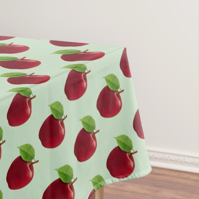 Rote Äpfel auf hellgrün Tischdecke (Beispiel)