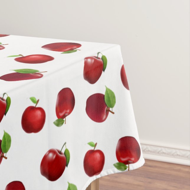 Rote Äpfel auf weißem Tablett Tischdecke (Beispiel)