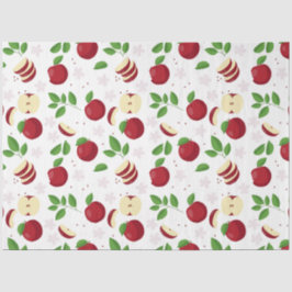 Rote Äpfel, Blüten und Grünmuster Seidenpapier