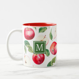 Rote Äpfel Botanische Monogramm Zweifarbige Tasse
