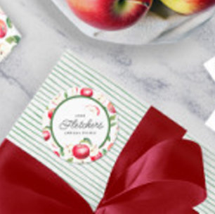 Rote Äpfel Botanische Sitte Runder Aufkleber