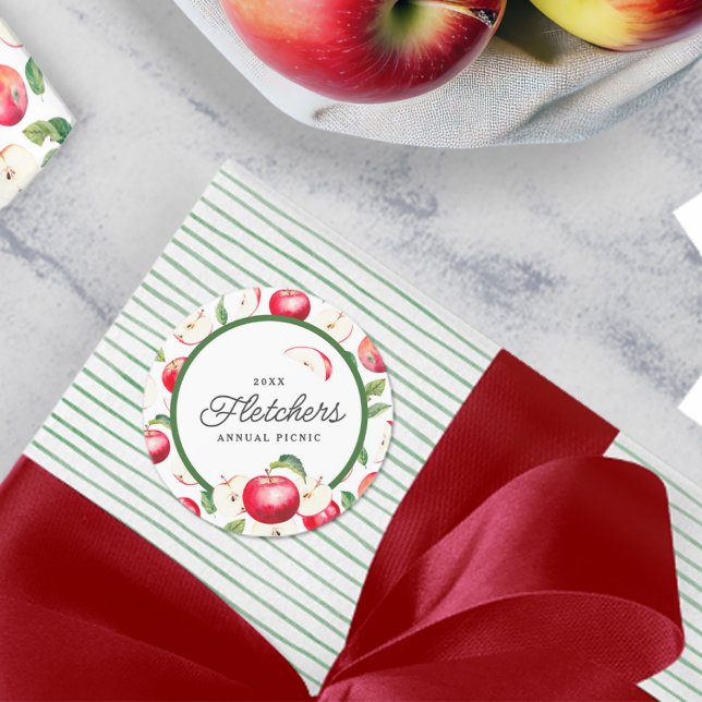 Rote Äpfel Botanische Sitte Runder Aufkleber (Von Creator hochgeladen)