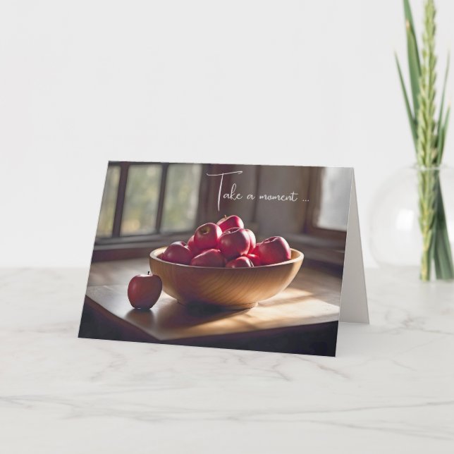 Rote Äpfel in Holzschüssel Karte (Vorderseite)