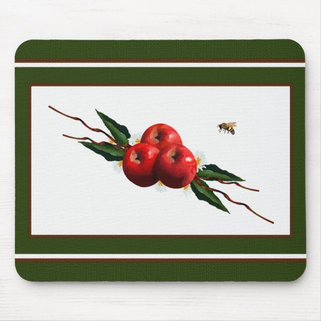 Rote Äpfel mit Aquarellfarbe Mousepad (Vorne)