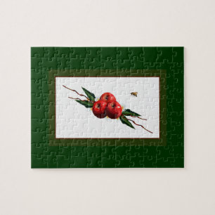 Rote Äpfel mit Aquarellfarbe Puzzle
