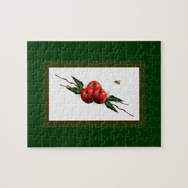 Rote Äpfel mit Aquarellfarbe Puzzle (Horizontal)