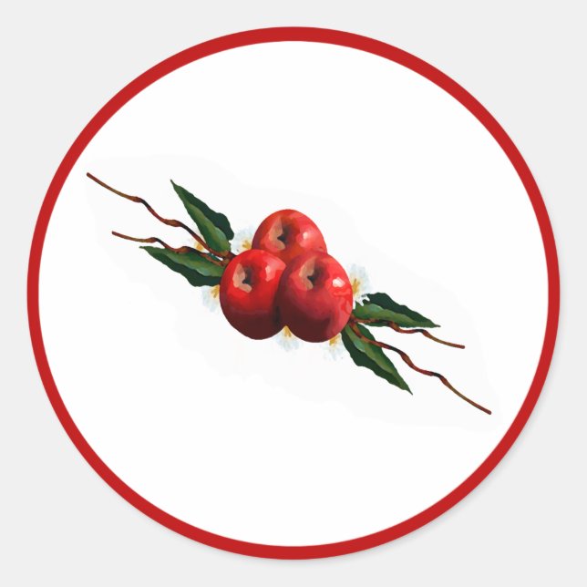 Rote Äpfel mit Aquarellfarbe Runder Aufkleber (Vorderseite)