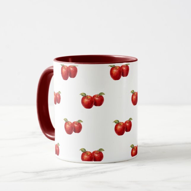 Rote Apfel-Muster-Kaffeetasse | Farmhouse-Frucht-T Tasse (Vorderseite Links)