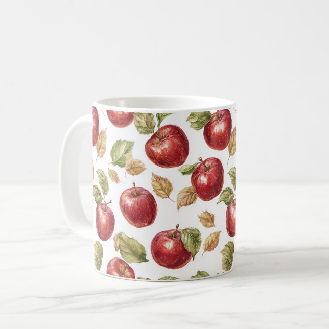 Rote Äpfel Obst Kaffeetasse (Vorderseite Links)