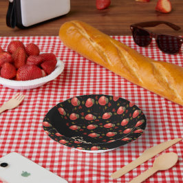 Rote Äpfel und Blätter auf schwarz Pappteller