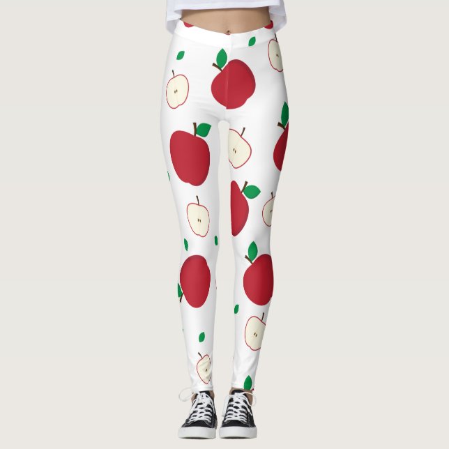 Rote Äpfel und halbierte Äpfel Leggings (Vorderseite)