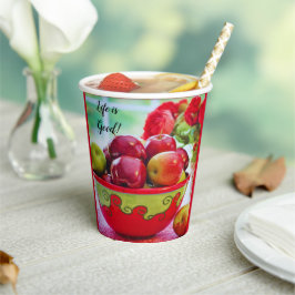 Rote Äpfel und Rose Das Leben ist ein guter Papier Pappbecher