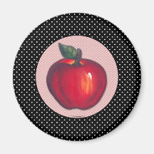 Rote Äpfel Weiß auf schwarzen Polka-Punkten