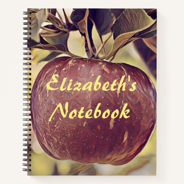 Rote Apfelfrucht und Blätter Aquarell fallen Notizbuch (Vorderseite)