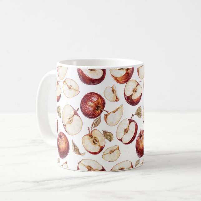 Rote Apfelscheiben Obst Kaffeetasse (Vorderseite Links)