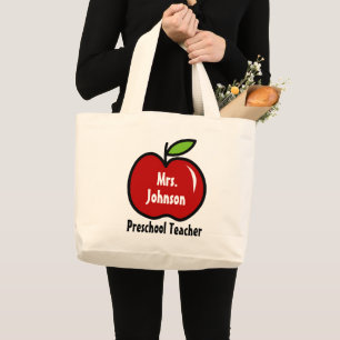 Rote Apfeltasche für Schullehrer mit individuellem Jumbo Stoffbeutel