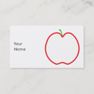 Rote Apple-Kontur. Weiße Mitte, grüner Stamm Visitenkarte