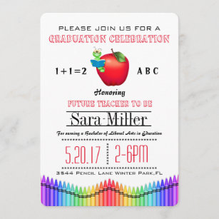 Rote Apple-Zeichenstift-Lehrer-Abschluss-Einladung Einladung