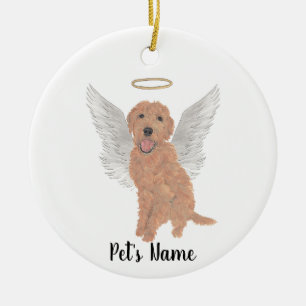 Rote Aprikosen-Golden-Doodle-Sympathie-Gedenksäule Keramik Ornament