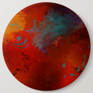 Rote, aqua- und goldfarbene Grunge-Digital-Abstrak Button