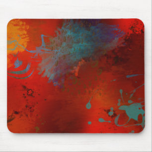 Rote, aqua- und goldfarbene Grunge-Digital-Abstrak Mousepad