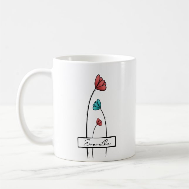 Rote Aquamarine Blume Kaffeetasse (Links)