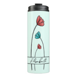 Rote Aquamarine Blume Thermosbecher