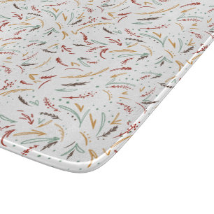 Rote Aquamarine und braune Blätter und Berry Holid Schneidebrett