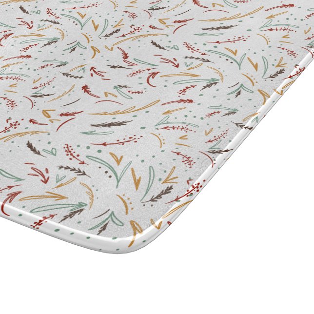 Rote Aquamarine und braune Blätter und Berry Holid Schneidebrett (Ecke)