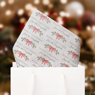 Rote Aquarell-Beeren-Schleife Frohe Weihnachten Seidenpapier