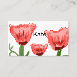 Rote Aquarell-Blumen-Aquarell-Name-Text hinzufügen Visitenkarte