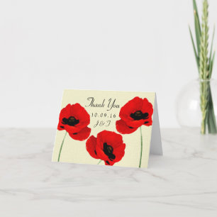 Rote Aquarell-Mohnblumen-Hochzeitskollektion Dankeskarte