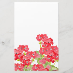 Rote Aquarell-Pelargonien Briefpapier