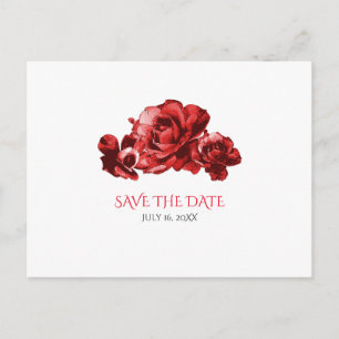 Rote Aquarell-Rosen Hochzeit Termin vormerken Ankündigungspostkarte